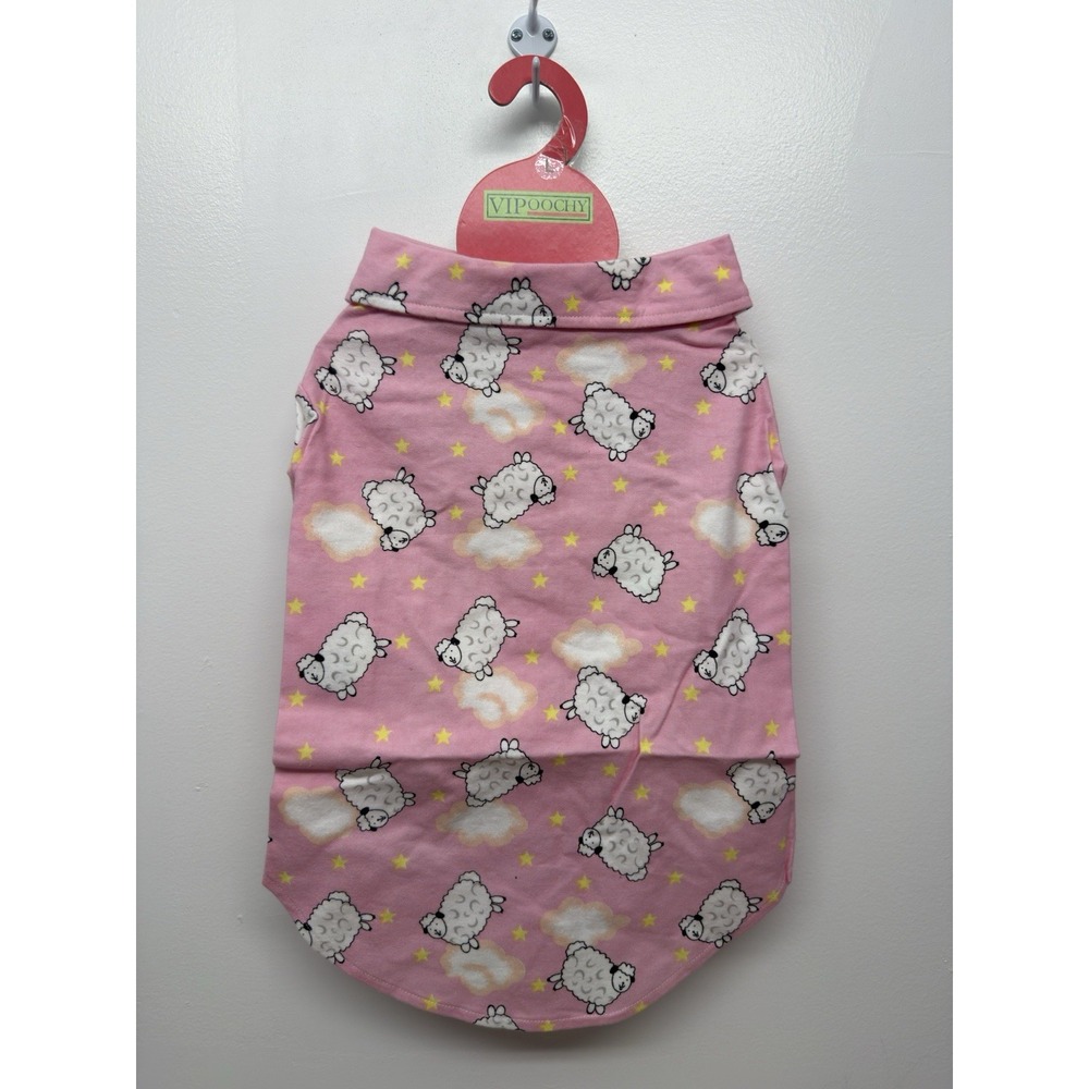 VIPoochy Dog Sweater Pajamas Coat Pink Sheep‎ With Hook &Loop Closure Large #47